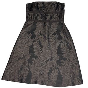 Ann Taylor strapless a-line silk dress black with muted floral design - Size 0